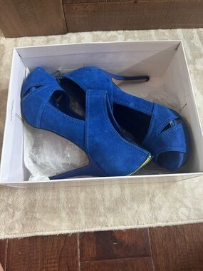 Steve Madden Cobalt Blue Suede Open-Toe Stiletto Heels
